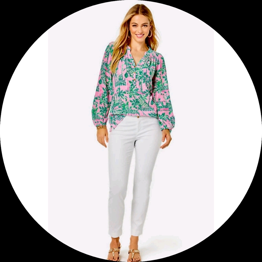 Lilly Pulitzer Kelly Textured Skinny Ankle Pants Resort White